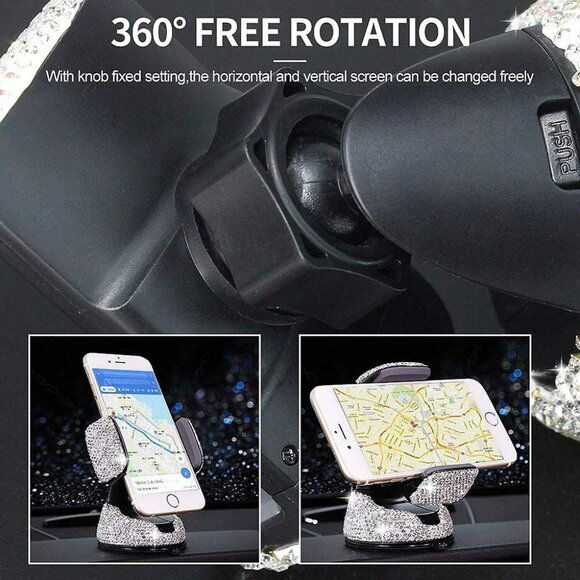 Bling Car Phone Holder, 360°Adjustable Universal Rhinestone Crystal Auto Phone M - Picture 6 of 7
